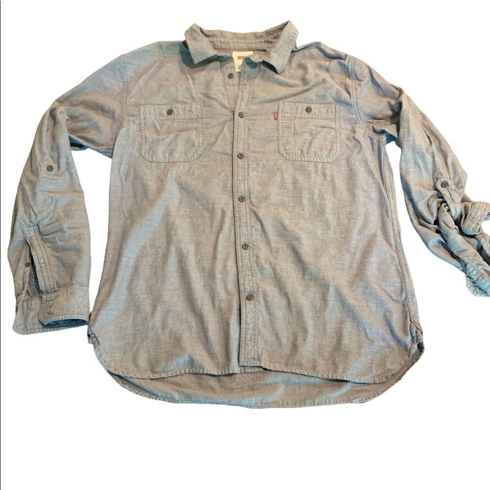 Levi’s Button Up Chambray Look Blue Shirt XL